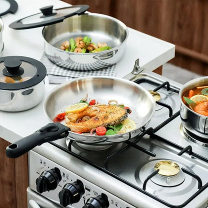 Pots and Pans Set, 20 Piece Stainless Steel Kitchen Removable Handle Cookware Set, Frying Saucepans with Lid, Stay-Cool