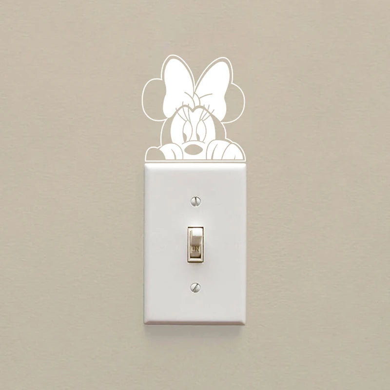 2pc Mickey Minnie Mouse Switch Vinyl Decals Cute Cartoon Stickers Bedroom Decor DIY Removable Wall Decals Home Wall Mural