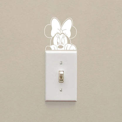 2pc Mickey Minnie Mouse Switch Vinyl Decals Cute Cartoon Stickers Bedroom Decor DIY Removable Wall Decals Home Wall Mural
