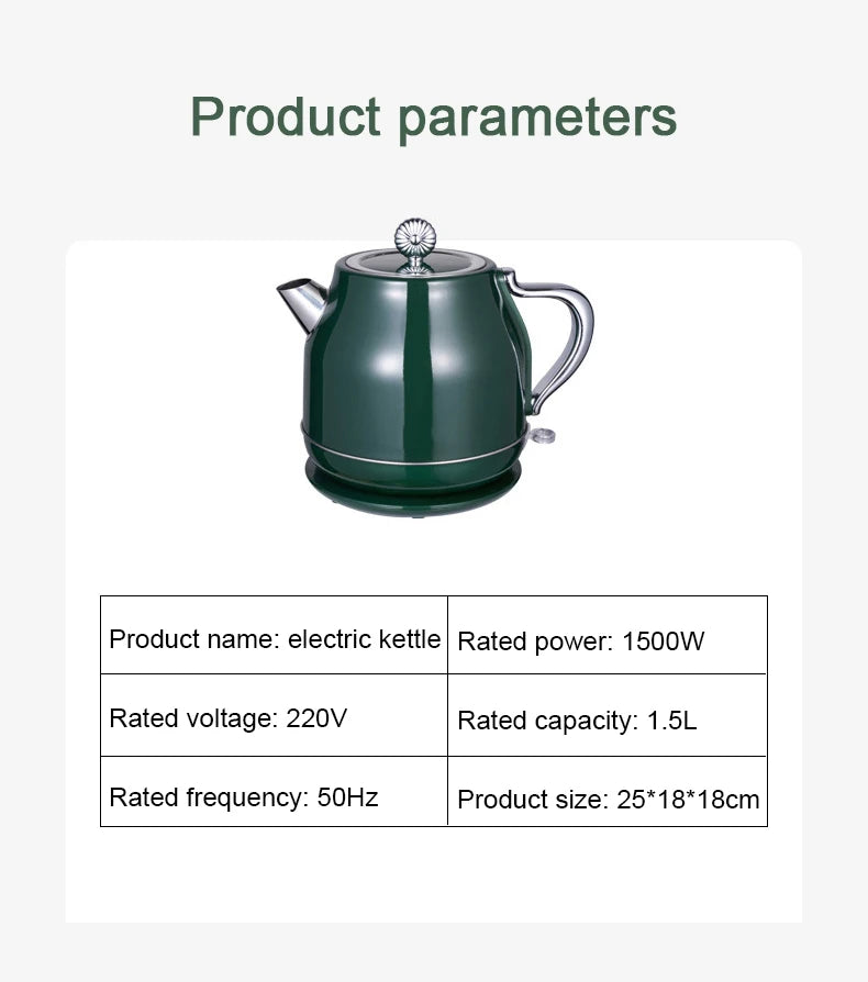 DMWD 1.5L Electric Kettle Household Retro Water Heating Machine Stainless Steel Tea Maker Coffee Pot Office Boiler Warmer Heater