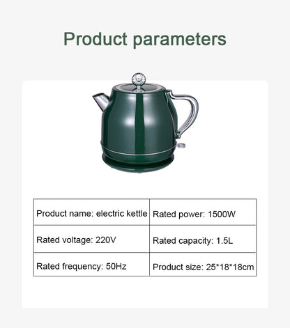 DMWD 1.5L Electric Kettle Household Retro Water Heating Machine Stainless Steel Tea Maker Coffee Pot Office Boiler Warmer Heater