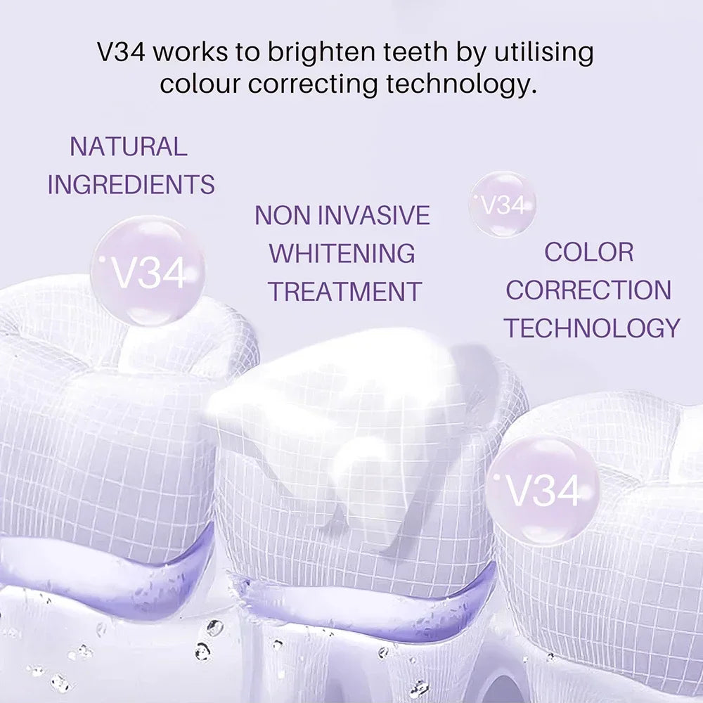 V34 Mousse Toothpaste Teeth Whitening Removing Yellow Teeth Cleaning Tooth Stain Oral Fresh Tooth Care Product 50ml 2024 New