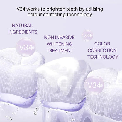 V34 Mousse Toothpaste Teeth Whitening Removing Yellow Teeth Cleaning Tooth Stain Oral Fresh Tooth Care Product 50ml 2024 New