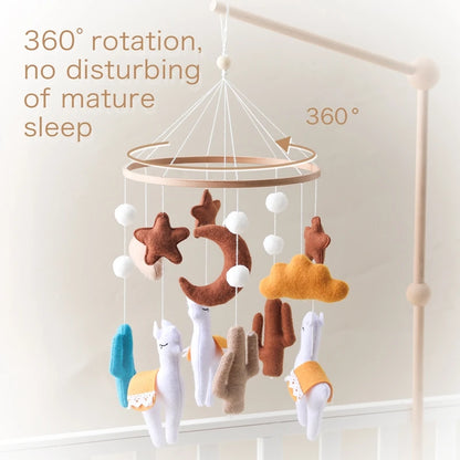 Crib Mobile Bed Bell Rattle Toys Soft Felt Alpaca Shape Pendant Pendant Newborn Music Crib Holder Bracket Crib Bracket Baby Gift