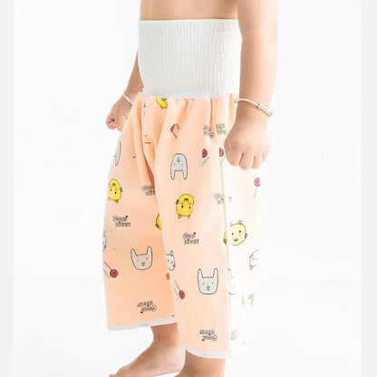 Baby Training Pants 2 in 1 Babies Kids Diaper Waterproof Reusable Cotton Pant Skirts Leakage Mat Cover Sleeping Bed Clothes