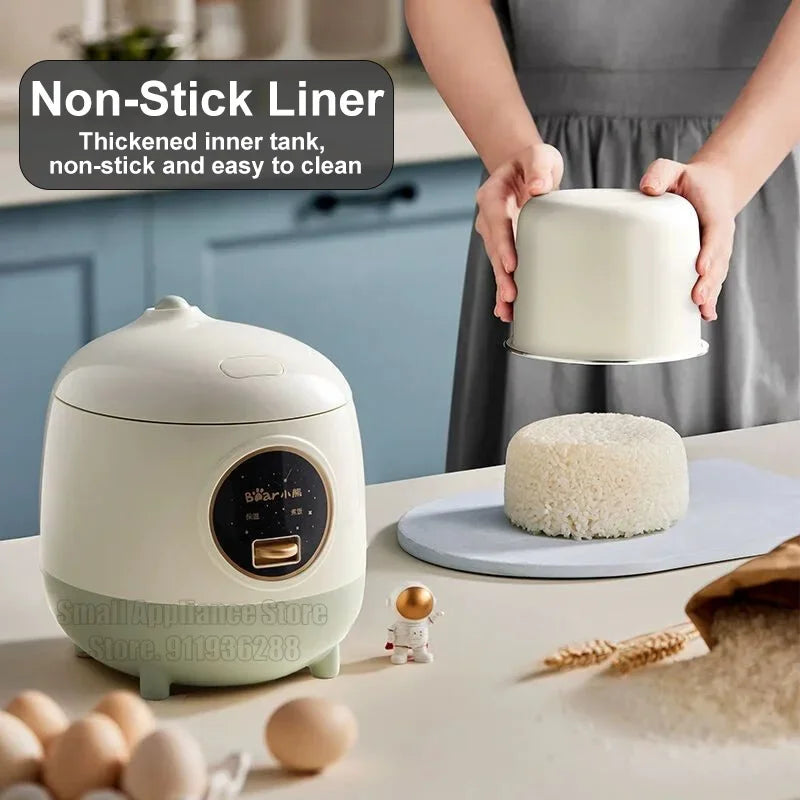 Bear 1.2L Smart Electric Rice Cooker Multicooker Multifunctional Mini Pots Offers Non-Stick Cooking Home And Kitchen Appliance