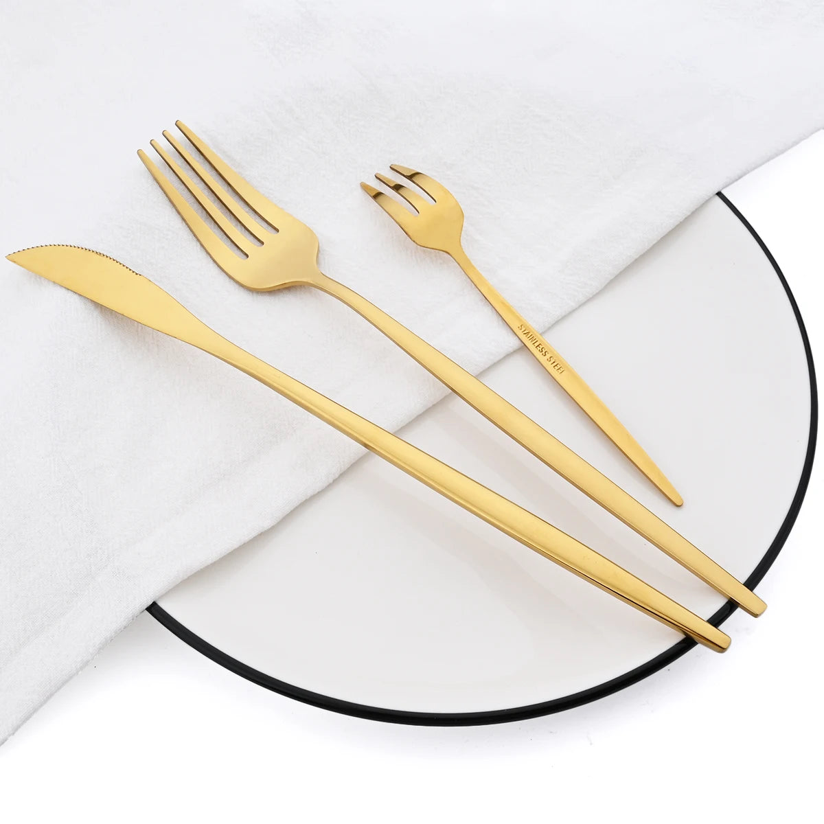 Gold Dinnerware Cutlery Set Dessert Knife Fork Teaspoon Ice Cream Scoop Chopsticks Flatware Stainless Steel Tableware Silverware