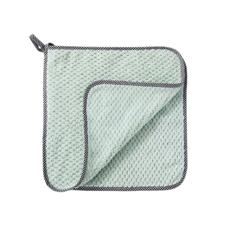 Home Kitchen Daily Dish Towel Cloth Kitchen Rag Non-stick Oil Thickened Table Cleaning Cloths Double-layer Absorbent Microfiber