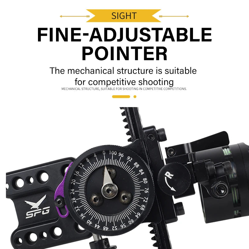 Compound Bow Sight 4X/6X/8X Lenses Single Pin Archery Pulley Sight with Adjustable Aluminum Alloy Sight for Hunting Accessorie