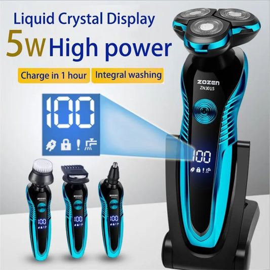 ZOZEN Electric Shaver Washable Rechargeable Electric Razor Body Hair Clipper Cutting Shaving Machine for Men Beard Trimmer