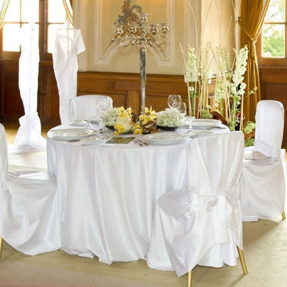 145-335cm Round Satin Tablecloths White Overlay Cover Smooth Fabric for Wedding Event Banquets Hotel Buffet Table Cloth Decor