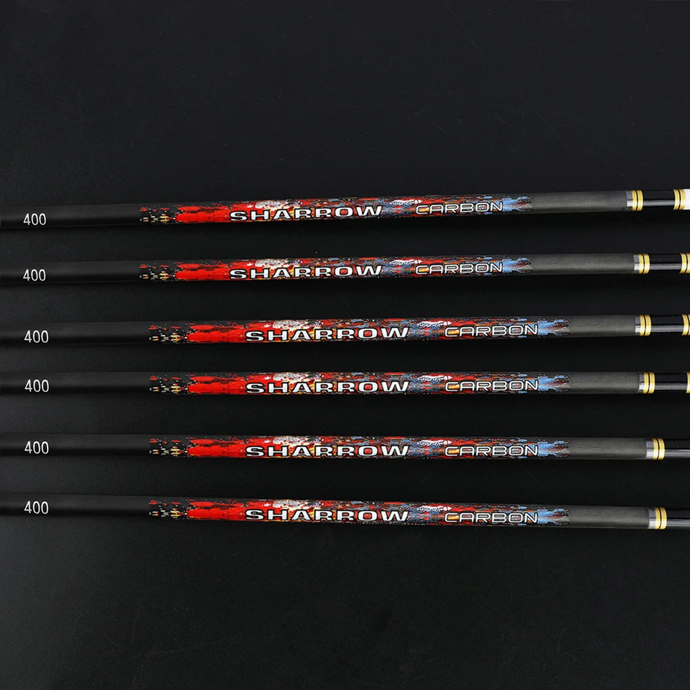 6/12pcs 32.8" Archery Pure Carbon Arrow Spine250-600 SHARROW Target Shooting Arrows with Sticker Outdoor Bow Hunting Accessories