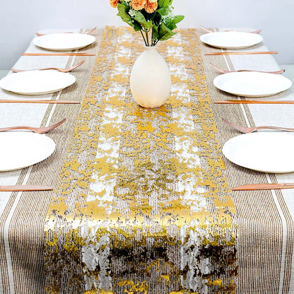 Sparkle Metallic Gold Table Runner Gold/Silver Sequin Glitter Metallic Foil Mesh Roll Party Wedding Birthday Table Decoration