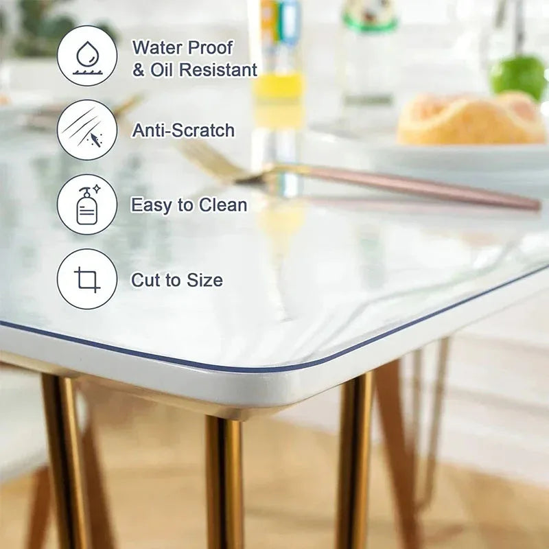 PVC Table Mat Glass Soft Cloth Table Cover Transparent D' Waterproof rugs and carpets for home living room Tablecloth 1.0 mm