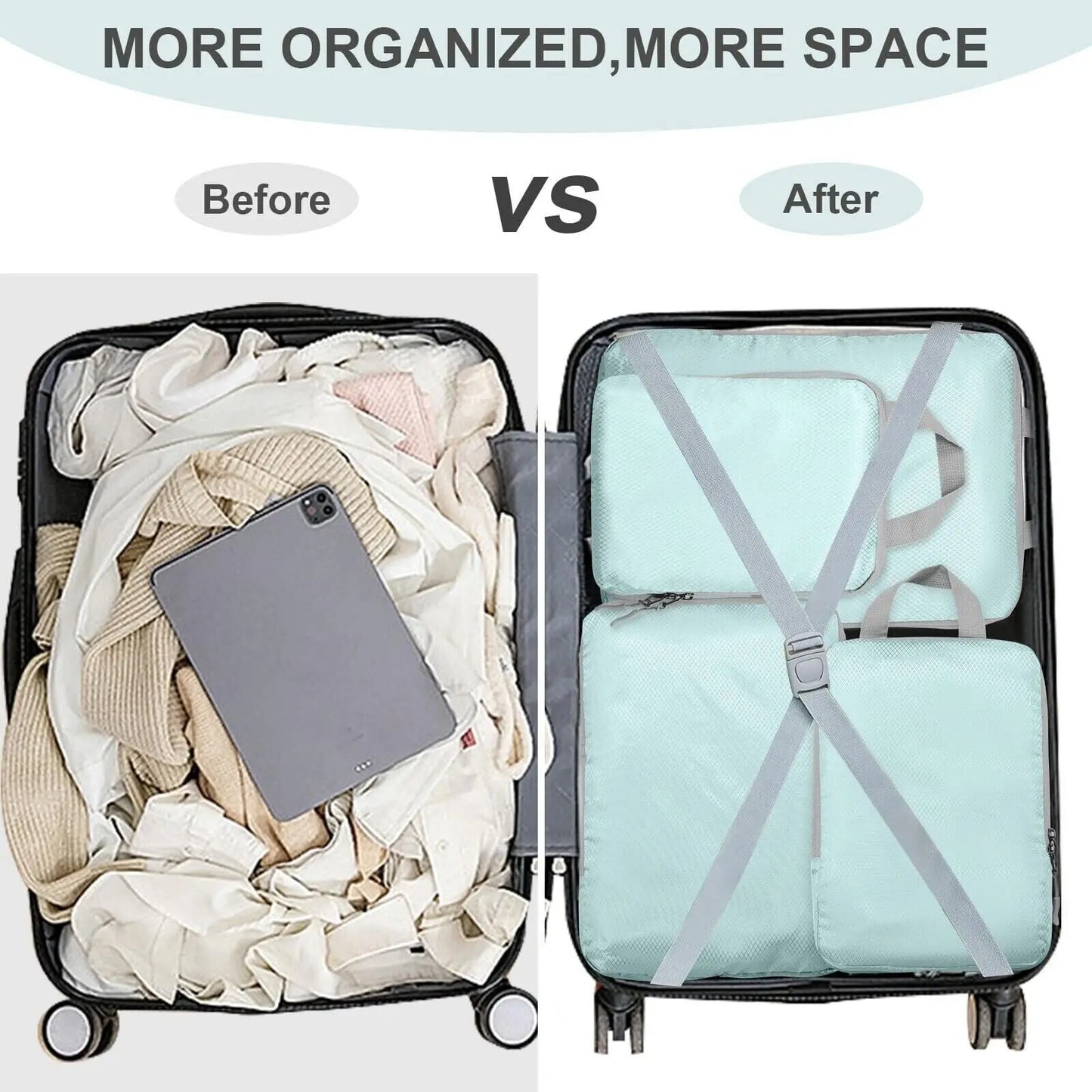 Compression Bags for Travel 4 Pcs Compression Travel Organiser Suitcase Organizer Bags Set Packing Cubes Travel Double-Stitched
