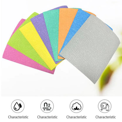 10Pc Dishcloth Magic Cleaning Cloth Kitchen Absorbent Rag Towel Cellulose Swedish Dishcloth Wood Pulp Sponge Reusable Dish Cloth