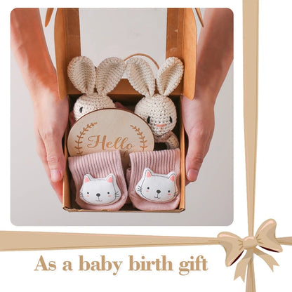 Baby Rattle Toys Newborn Animal Appease Towel Keepsakes Memories Milestone Cards Baby Birth Monthly Bath Accessories Photography