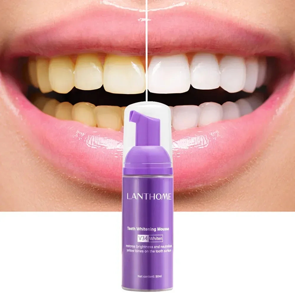 V34 Mousse Toothpaste Teeth Whitening Removing Yellow Teeth Cleaning Tooth Stain Oral Fresh Tooth Care Product 50ml 2024 New