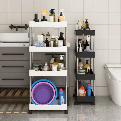 1pc 3/4 Tier Rolling Storage Cart High Capacity Storage Shelf Movable Gap Storage Rack Kitchen Bathroom And Livingroom Organizer