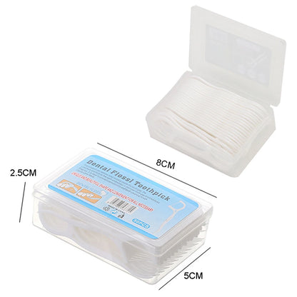 50Pcs/box Dental Floss Disposable Round Thread Dental Flosser Interdental Brush Oral Hygiene Pick Stick Teeth Cleaning Toothpick
