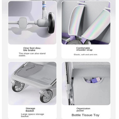 Lightweight Stroller Foldable Sitting and Reclining Pocket Stroller 0-6 years old Children's Outing Travel Stroller