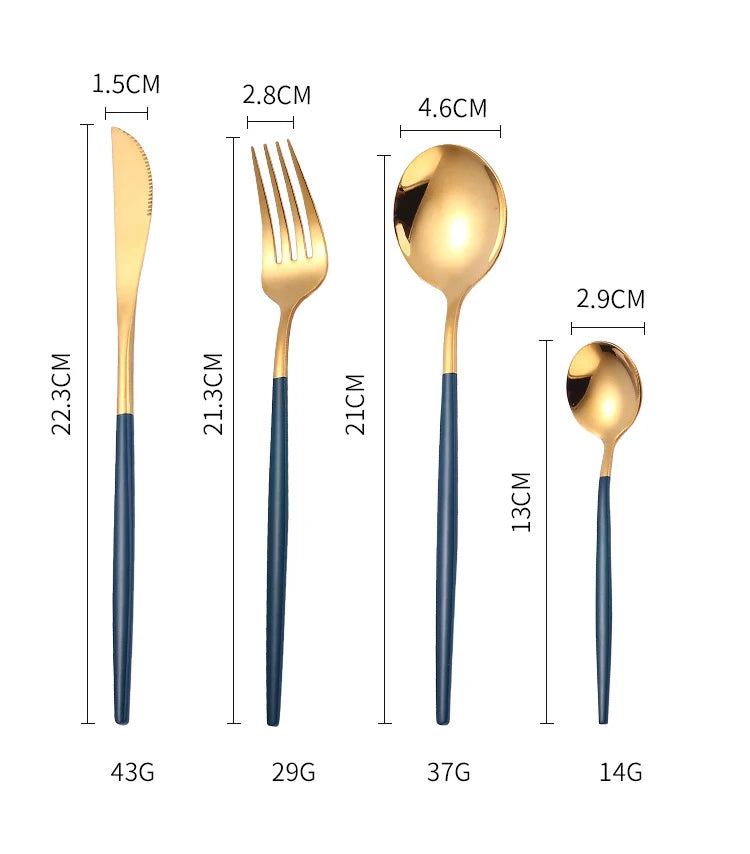 4Pcs Stainless Steel Golden Cutlery Set Black Luxury Dinnerware s Tablewareware  Kitchen  Fork Spoons Knives