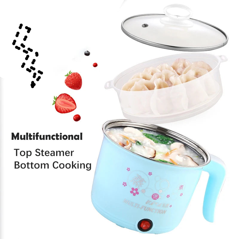 Multifunction Non-stick Pan Electric Cooking Pot Single/Double Layer Hot Pot Household 1-2 People Electric Rice Cooker Machine