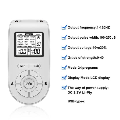 Therapy Massager Electric Muscle Stimulator Household 24 Modes 40 Gears Dual Pulse Dual Output Physiotherapy Device Portable