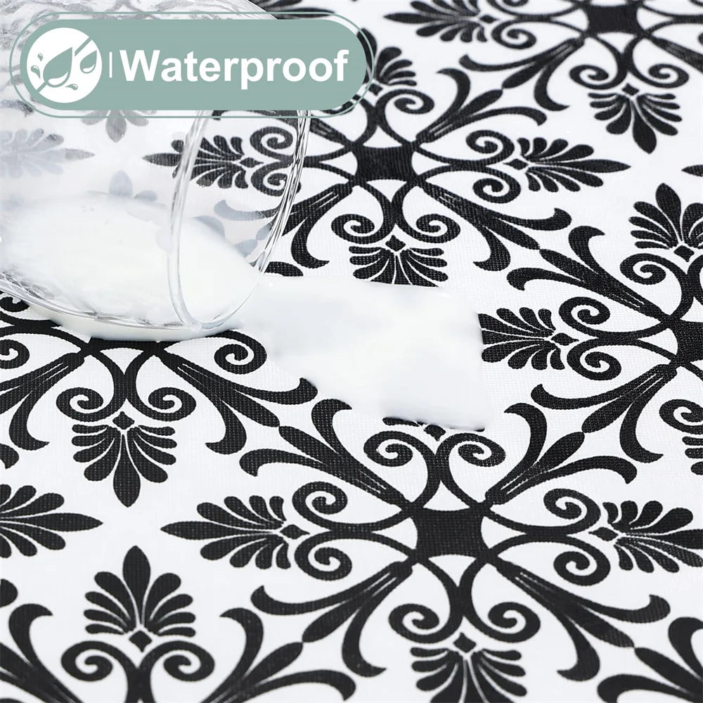 Homaxy Rectangle Vinyl Table Cloth Elastic Fitted Tablecloth Waterproof Plastic Table Covers Fold Tables Picnic Camping Outdoor