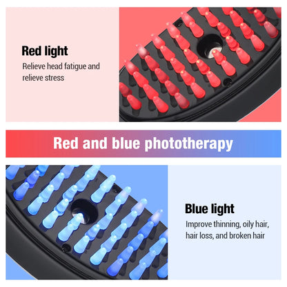Massage Comb Three Gears Electric Spray Micro Current Head Massager Anti Hair Loss Red and Blue Light Nourishing Scalp