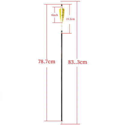 6/12pcs 32.8" Archery Pure Carbon Arrow Spine250-600 SHARROW Target Shooting Arrows with Sticker Outdoor Bow Hunting Accessories