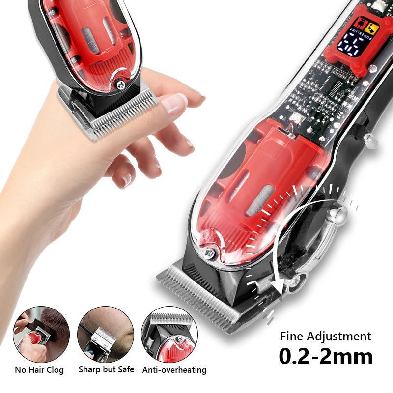 Transparent Electric Trimmer Men Beard Trimming Professional Clippers USB Rechargeable Machine Hair Cutting Clippers Shaving