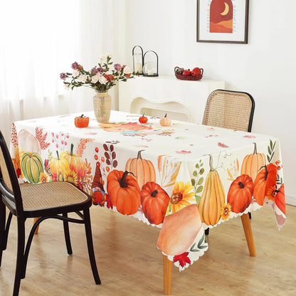 Fall Pumpkin Tablecloths Thanksgiving Halloween Autumn Flower Maple Leaf Waterproof Table Cover Wedding Party Dining Table Decor