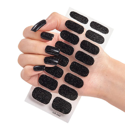 16p solid color stickers nail art supplies European and American simple decals oil film decals press on nails stickers designer