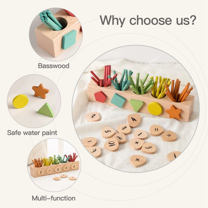Montessori Toys Kids Wooden Counting Stick Toys Multifunctional Colour Shape Cognitive Match Educational Sensory Toys Baby Gifts