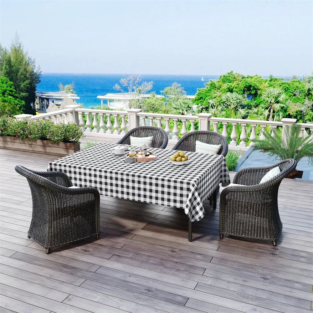 Olanly Rectangle Waterproof Table Cloth Buffalo Flannel Backed Tablecloth Wipeabl Plastic Table Cover For Dinner Kitchen Outdoor