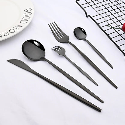 30pcs Gold Dinnerware Set Stainless Steel Steak Knife Fork Coffee Spoon Teaspoon Flatware Dishwasher Safe Kitchen Tableware Set
