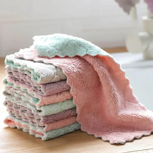 Practical Kitchen Cleaning Rag Double-Sided Dish Washing Cloth Strong Absorbent Scouring Pad Dry Wet Kitchen Towel Toallas