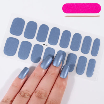 16 Tips Solid Color Gilded Gold Gel Nail Sticker Full Cover Self-Adhesive Press On Nail Decal Long Lasting Gel Nail Polish Wraps