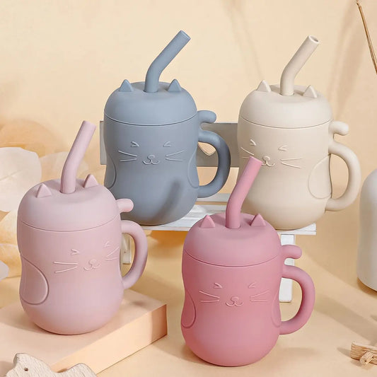 TYRY.HU Baby Silicone Straw Cup BPA Free Portable Storage Snack Container Feeding Cup Kids Leakproof Learning Drink Cup