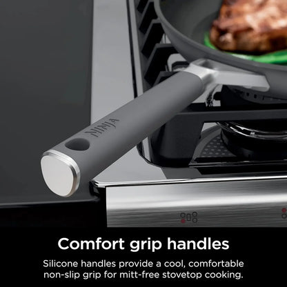 Ninja Pots and Pans Set Non Stick | Comfort Grip 10-Piece Cookware Set with NeverStick | Frying Pan, Sauce Pan With Lid