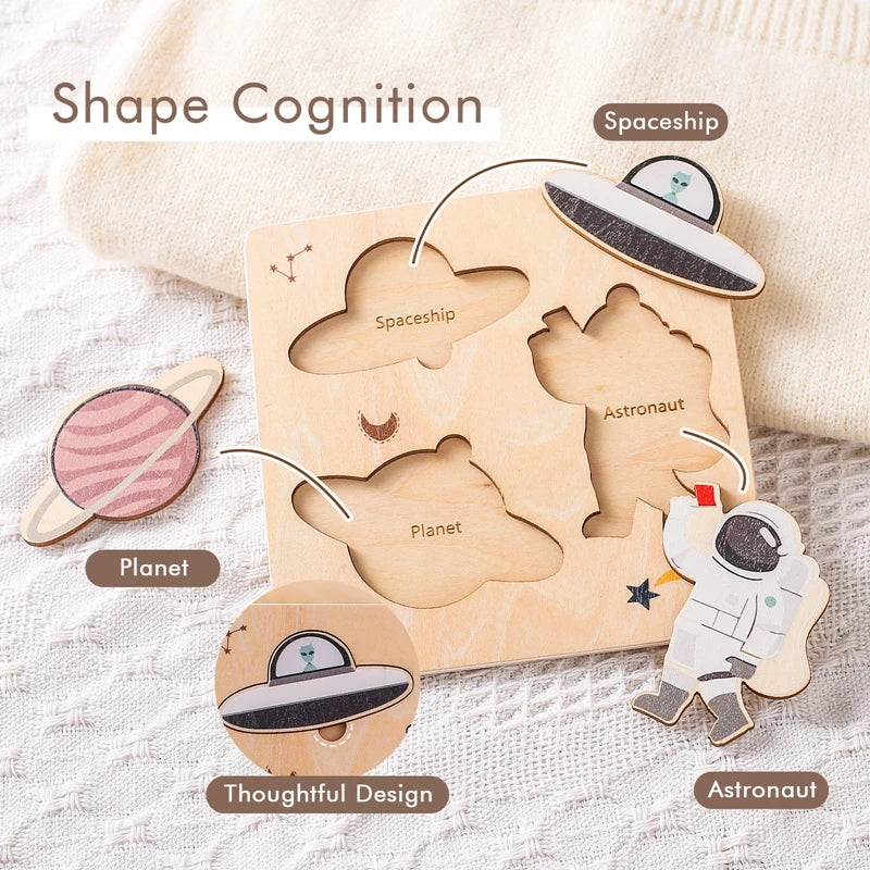 Baby Toys Montessori Wooden Puzzles Toys Cartoon Animal Shape Tangram Jigsaw Block Toys Kids Cognition Learning Educational Toys