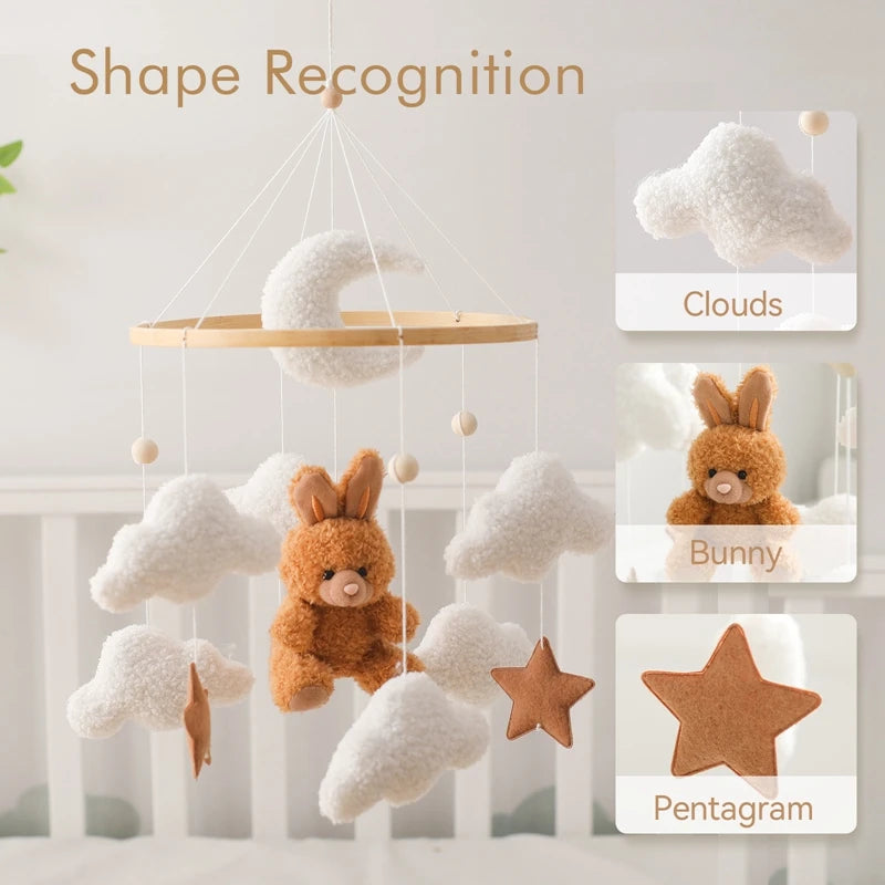 Baby Rattles Bed Bell Mobiles Hanging Toy Cartoon Teddy Velvet Rabbit Bear Doll Toy Newborn Hanger Crib Mobile Bracket Kid Gifts