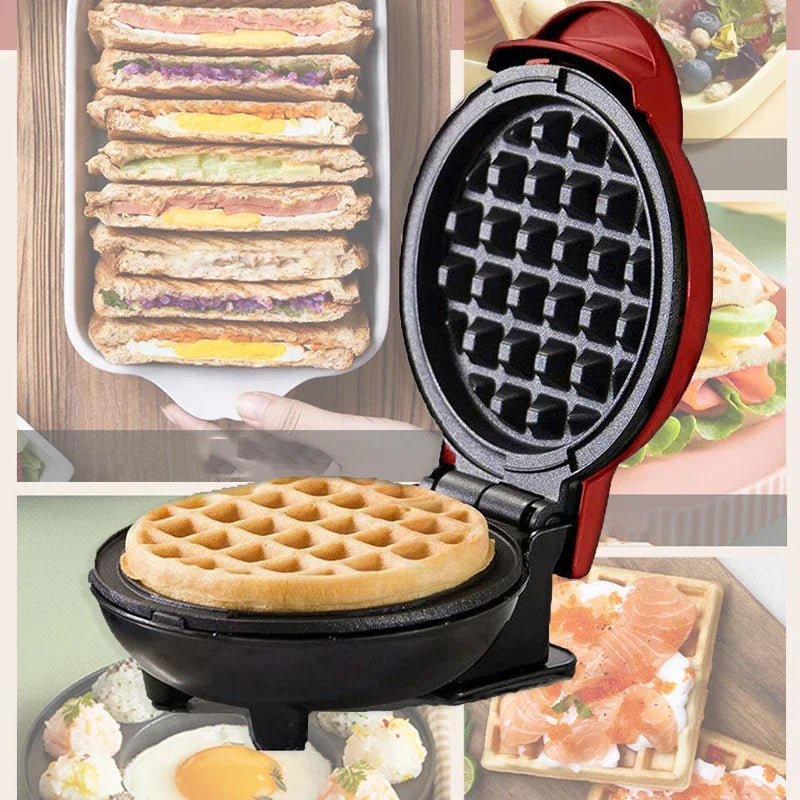 Mini Electric Waffles Maker Bubble Egg Cake Oven Eggette Machine Love Heart Shaped Double-Sided Heating Breakfast Waffle Molds