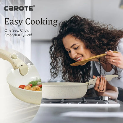 11pcs Pots and Pans Set, Nonstick Cookware Sets Detachable Handle, Induction RV Kitchen Set Removable Handle, Oven Safe