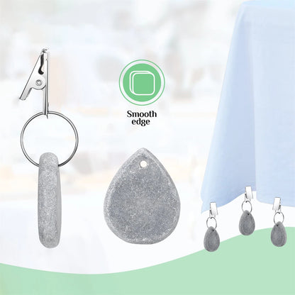 4PCS Tablecloth Weights Outdoor Table Cloth Weights Teardrop Shape Pendant Stones with Metal Clips Marble Table Cover Weights