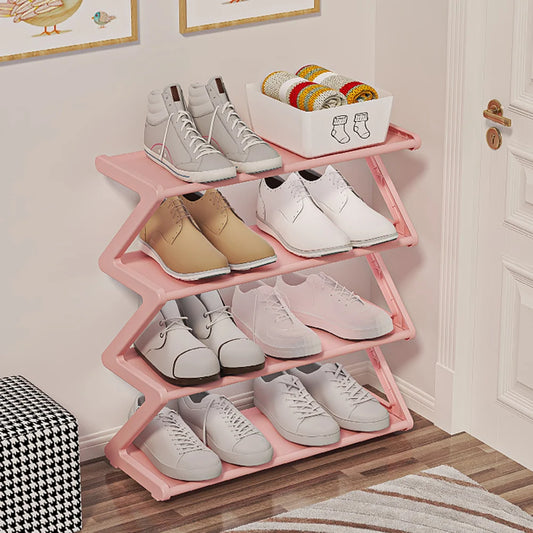4 Tier Plastic Shoe Storage Rack Free Standing Large Capacity Rack For Home Bedroom