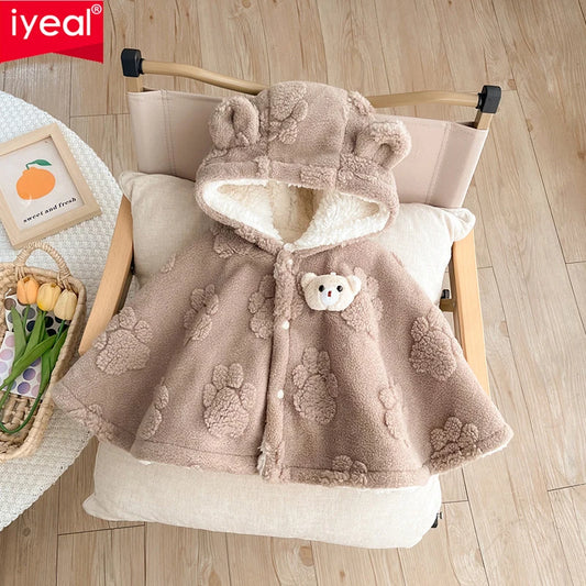IYEAL Super Cute Baby Autumn Winter Clothes, Windproof Cloak Jacket For Going Out, Baby With Plush And Thick Shawl For Warmth