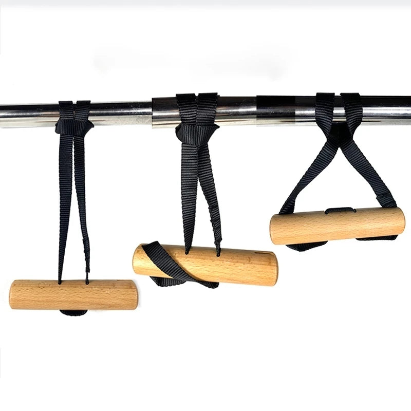 Pull Up Handles Wooden Grips for Deadlift Weightlifting Bar Cable Machine Strength Workout Strap Gym Handle Fitness Accessories