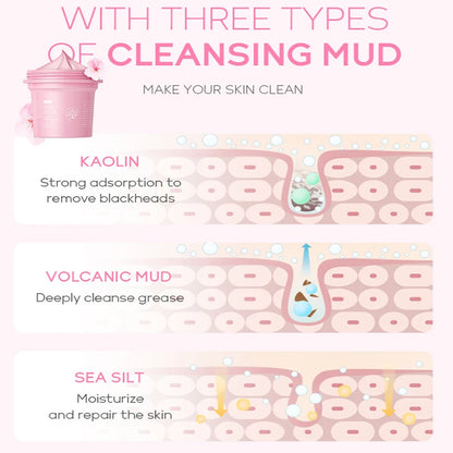 100g Japan Sakura Mud Face Mask Reduce Wrinkle Night Facial Packs Skin Clean Blackhead Pores Smearing Mud Mask Skin Care